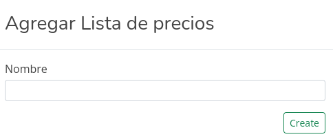 Crear lista de precios