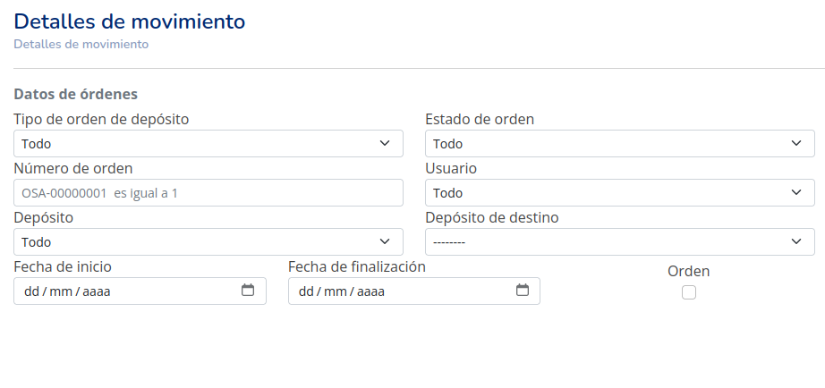 Filtros de detalles de movimiento