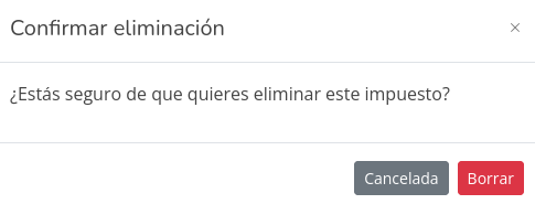 Modal Eliminar Impuesto Proveedor