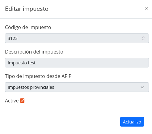 Modal Editar Impuesto Proveedor