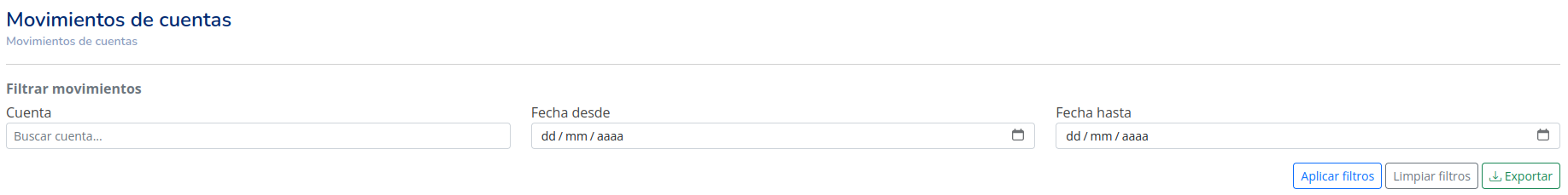 Filtros de Movimientos de Cuentas