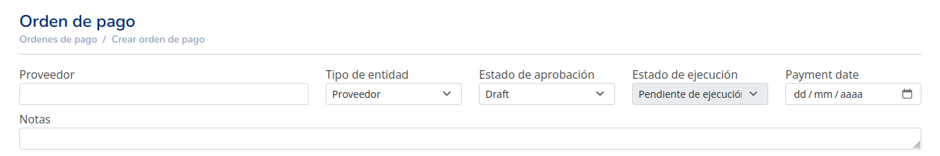 Crear orden de pago