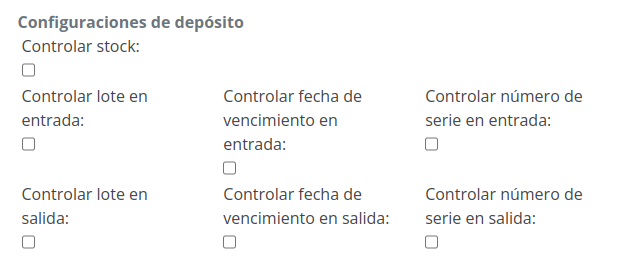 Configuración de depósitos