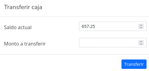 Transferir dinero a caja registradora maestra