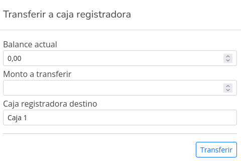 Transferir dinero a caja registradora maestra