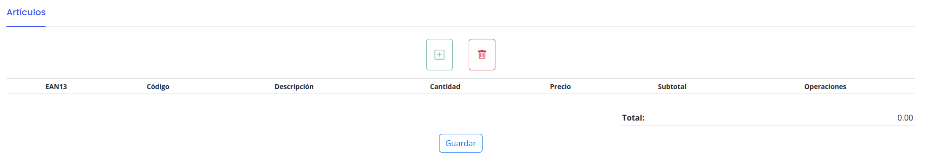Crear orden de compra