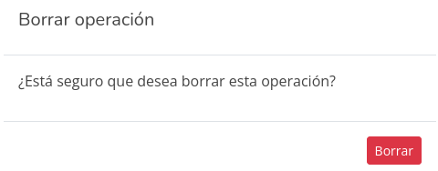 Confirmación de borrado de una operación