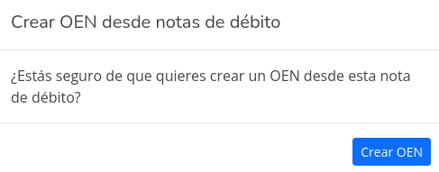 Crear OEN desde Nota de Débito