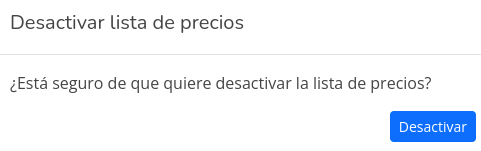 Desactivar lista de precios