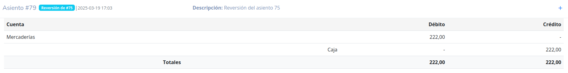 Tabla de Asientos Contables