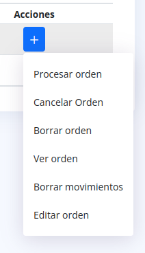 Interfaz de gestión de órdenes