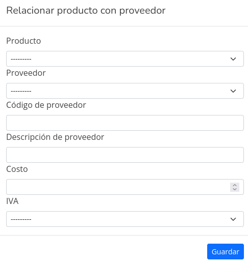 Relacionar producto con proveedor