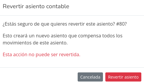 Confirmación para Revertir Asiento