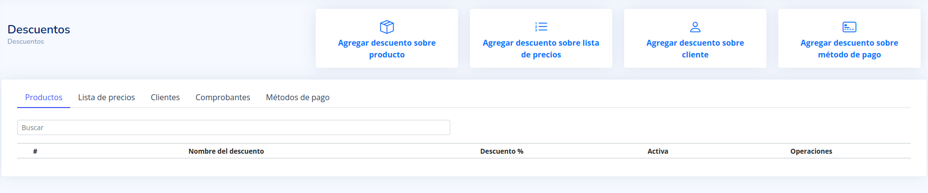 Vista Principal Descuentos
